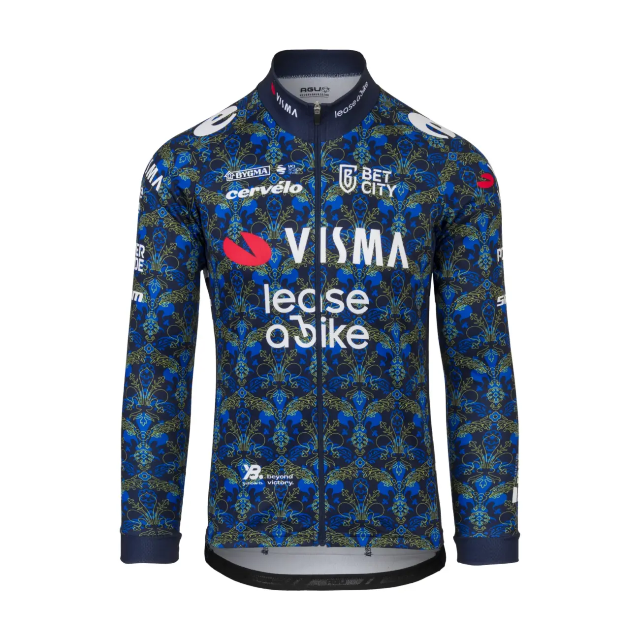 AGU Cyklistický dres s dlouhým rukávem letní - TDF 2024 TEAM VISMA | LEASE A BIKE - modrá/žlutá 2XL