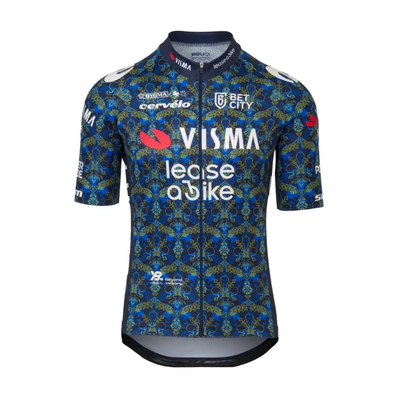 AGU Cyklistický dres s krátkým rukávem - TDF 2024 TEAM VISMA | LEASE A BIKE - modrá/žlutá 2XL