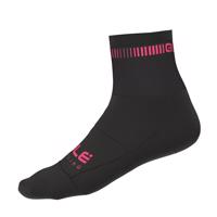 ALÉ Cyklistické ponožky klasické - LOGO Q-SKIN  - růžová/černá