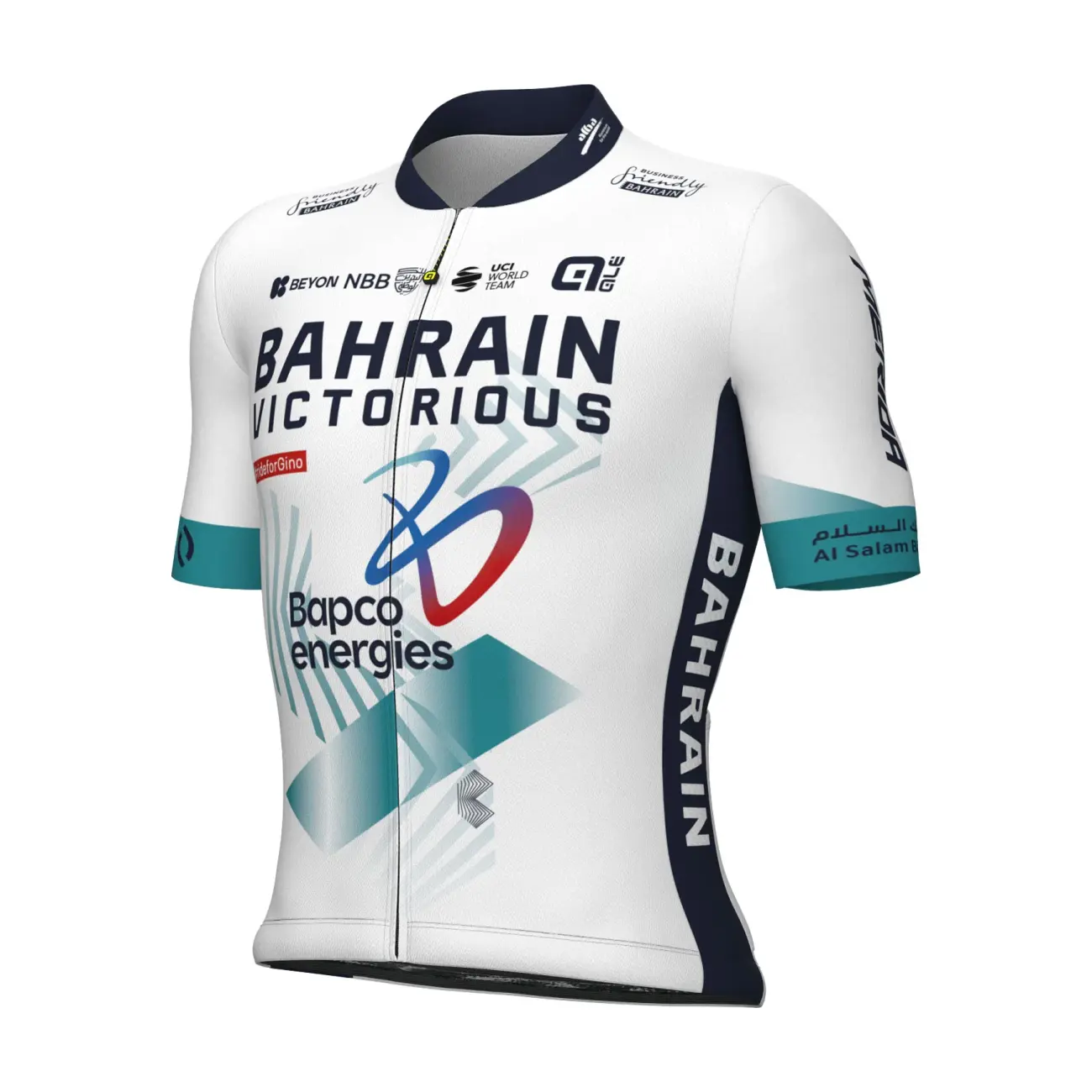 ALÉ Cyklistický dres s krátkým rukávem - BAHRAIN VICTORIOUS 2024 - bílá/modrá 4XL