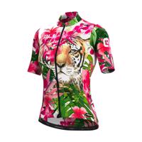 ALÉ Cyklistický dres s krátkým rukávem - TIGER LADY - zelená/růžová S