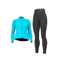 ALÉ Cyklistický zimní dres a kalhoty - WARM RACE+ESSENTIAL - tyrkysová/černá