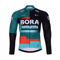 BONAVELO Cyklistický dres s dlouhým rukávem zimní - BORA 2024 WINTER - bílá/černá/zelená/červená 4XL