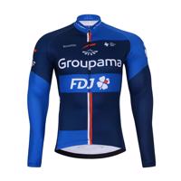 BONAVELO Cyklistický dres s dlouhým rukávem zimní - FDJ 2024 WINTER - černá/modrá 2XL