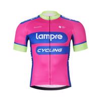 BONAVELO Cyklistický dres s krátkým rukávem - LAMPRE - růžová/modrá 2XL