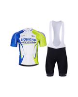 BONAVELO Cyklistický krátký dres a krátké kalhoty - LIQUIGAS CANNONDALE - modrá/zelená/černá