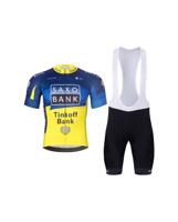 BONAVELO Cyklistický krátký dres a krátké kalhoty - SAXO BANK TINKOFF - žlutá/modrá/černá