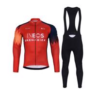 BONAVELO Cyklistický zimní dres a kalhoty - INEOS 2024 WINTER - modrá/černá/červená