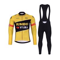 BONAVELO Cyklistický zimní dres a kalhoty - JUMBO-VISMA 2024 WNT - žlutá/černá