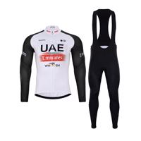 BONAVELO Cyklistický zimní dres a kalhoty - UAE 2024 WINTER - černá/bílá/červená