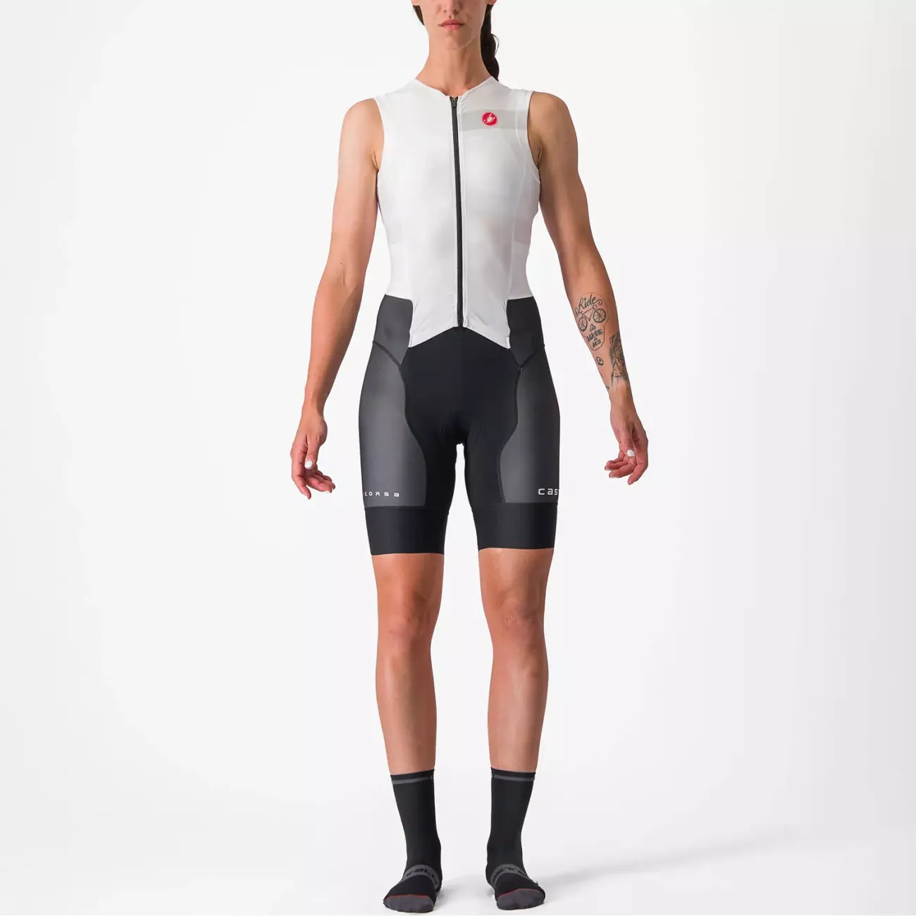 CASTELLI Cyklistická kombinéza - SANREMO W TRI - bílá/černá XL