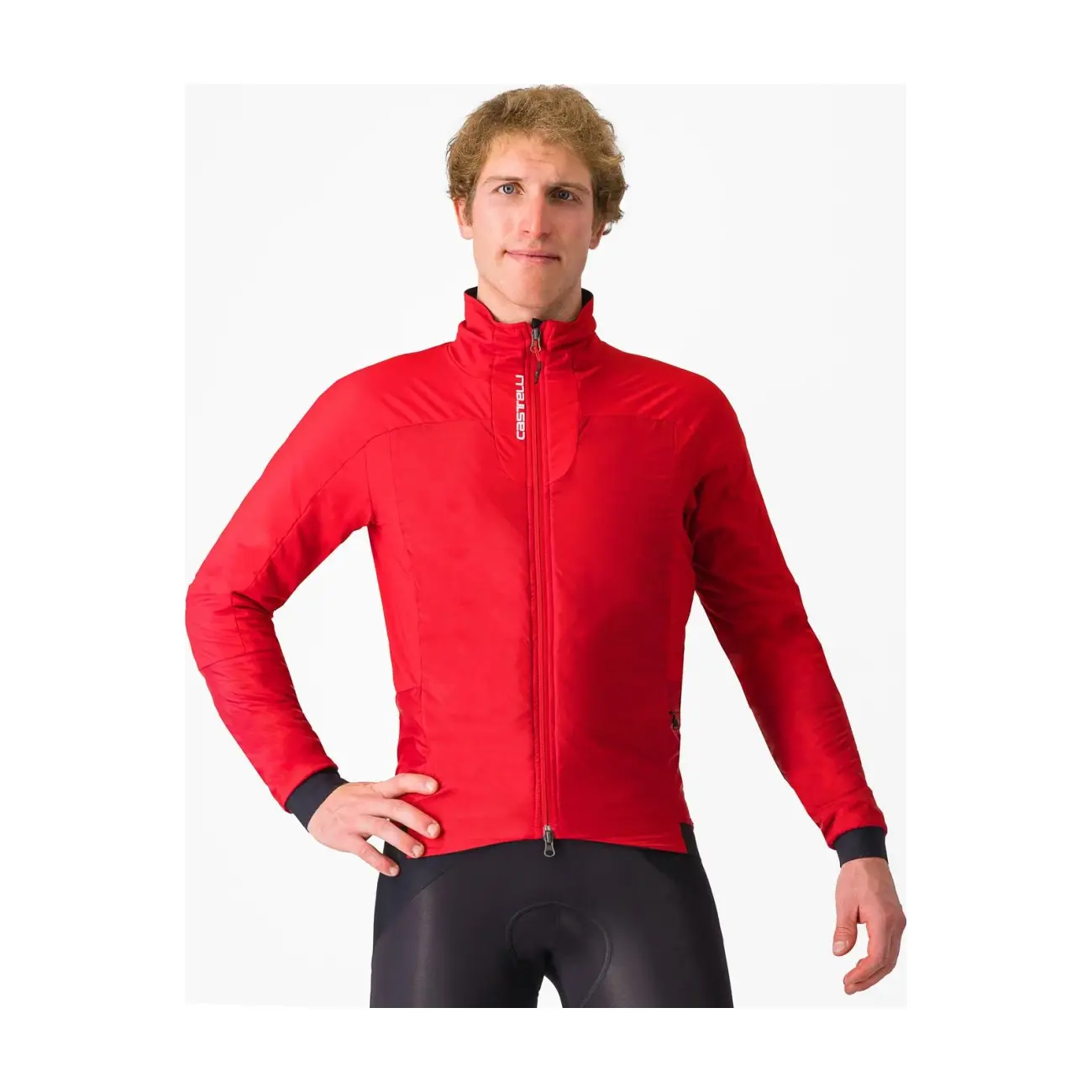 CASTELLI Cyklistická větruodolná bunda - FLY THERMAL - červená 2XL