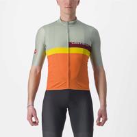 CASTELLI Cyklistický dres s krátkým rukávem - A BLOCCO - bordó/oranžová/zelená/žlutá M