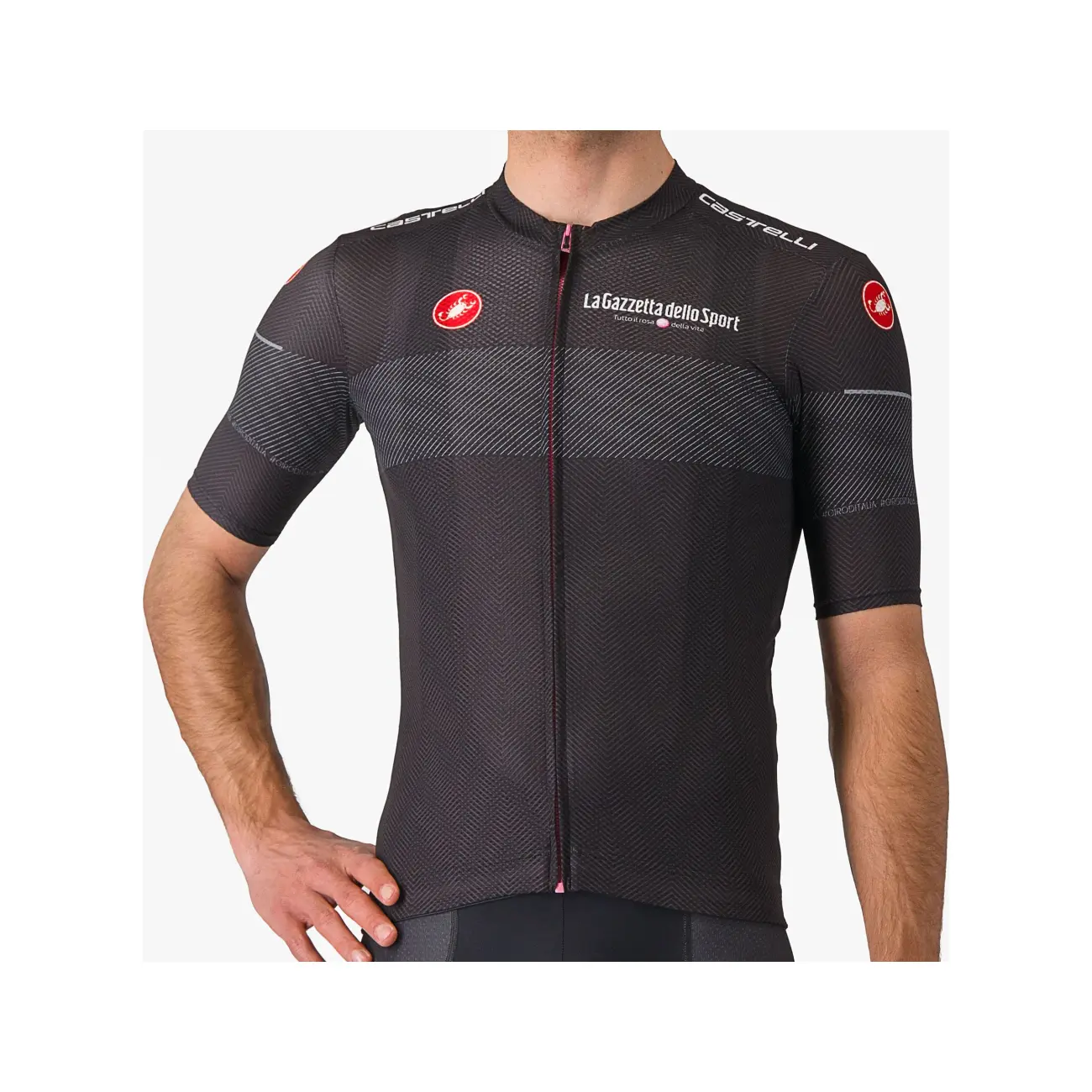 CASTELLI Cyklistický dres s krátkým rukávem - GIRO107 CLASSIFICATION - černá 2XL