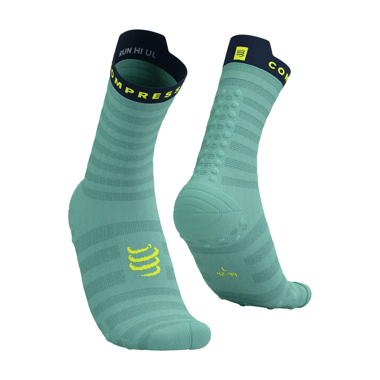 COMPRESSPORT Cyklistické ponožky klasické - PRO RACING SOCKS V4.0 ULTRALIGHT RUN - světle modrá/modrá 45-48