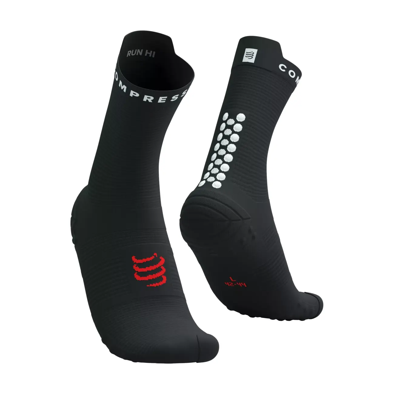 COMPRESSPORT Cyklistické ponožky klasické - PRO RACING  V4.0 RUN HIGH - černá/bílá 35-38