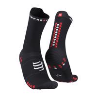 COMPRESSPORT Cyklistické ponožky klasické - PRO RACING  V4.0 RUN HIGH - černá/červená 39-41