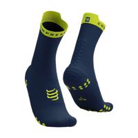 COMPRESSPORT Cyklistické ponožky klasické - PRO RACING V4.0 RUN HIGH - modrá/žlutá 39-41