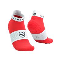 COMPRESSPORT Cyklistické ponožky klasické - PRO RACING V4.0 RUN LOW - červená/bílá 39-41