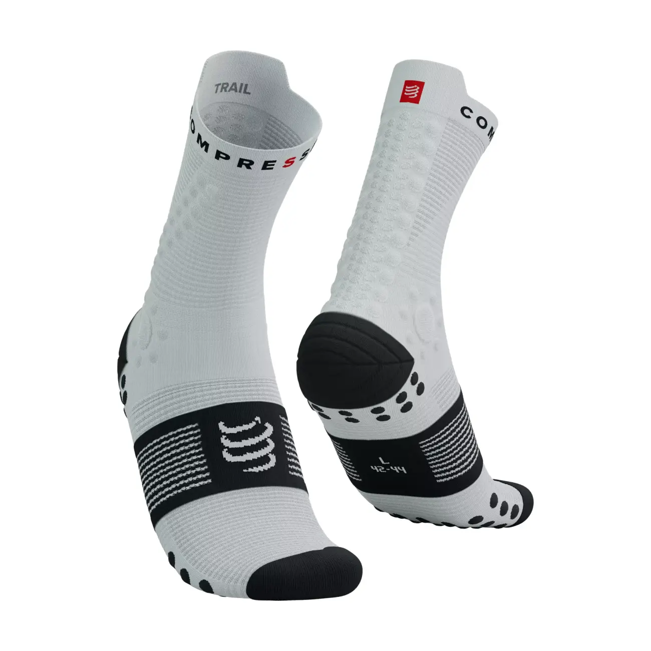 COMPRESSPORT Cyklistické ponožky klasické - PRO RACING V4.0 TRAIL - bílá/černá 35-38