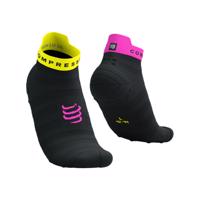 COMPRESSPORT Cyklistické ponožky kotníkové - PRO RACING SOCKS V4.0 ULTRALIGHT RUN - černá/žlutá/růžová