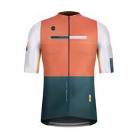 GOBIK Cyklistický dres s krátkým rukávem - ATTITUDE 2.0  - oranžová/bílá/zelená 2XS