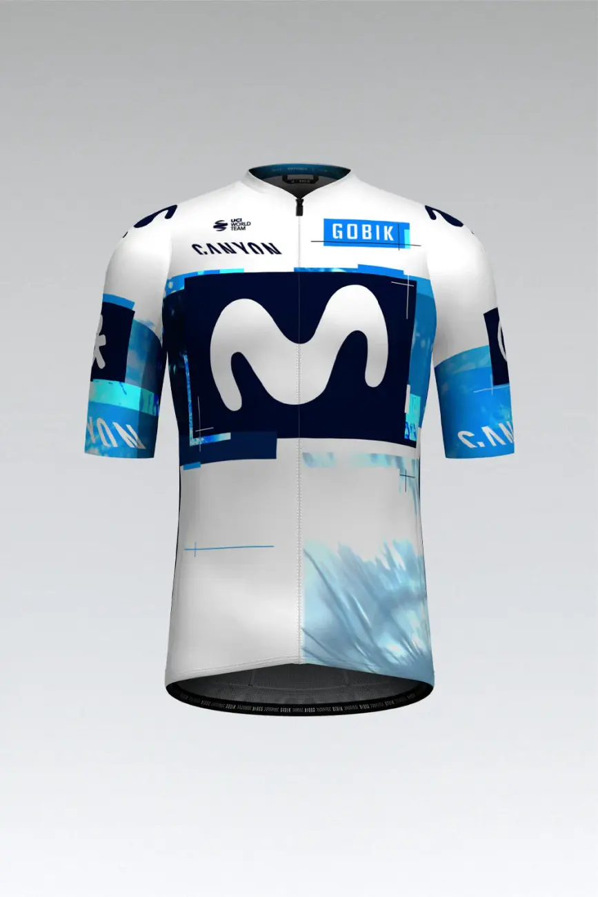 GOBIK Cyklistický dres s krátkým rukávem - ODYSSEY MOVISTAR TEAM 2025 - bílá/modrá/světle modrá 2XL