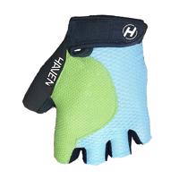 HAVEN Cyklistické rukavice krátkoprsté - KIOWA SHORT - zelená/černá/modrá M