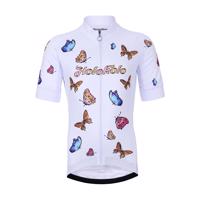 HOLOKOLO Cyklistický dres s krátkým rukávem - BUTTERFLIES KIDS - vícebarevná/bílá L-155cm