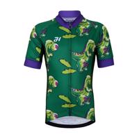 HOLOKOLO Cyklistický dres s krátkým rukávem - DINOSAURS KIDS - zelená M-145cm