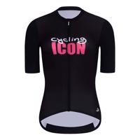 HOLOKOLO Cyklistický dres s krátkým rukávem - ICON ELITE LADY - bílá/černá/růžová XL