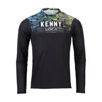 KENNY Cyklistický dres s dlouhým rukávem letní - CHARGER  - modrá/zelená/černá 2XL