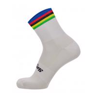 SANTINI Cyklistické ponožky klasické - UCI RAINBOW - bílá/duhová XS