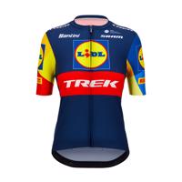 SANTINI Cyklistický dres s krátkým rukávem - LIDL TREK 2024 LADY - žlutá/červená/modrá