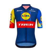 SANTINI Cyklistický dres s krátkým rukávem - LIDL TREK 2024 TEAM ORIGINAL - červená/žlutá/modrá