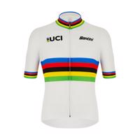 SANTINI Cyklistický dres s krátkým rukávem - UCI WORLD CHAMP ECO - bílá/duhová 2XL