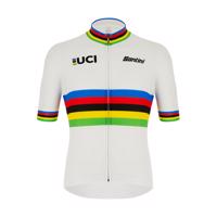 SANTINI Cyklistický dres s krátkým rukávem - UCI WORLD CHAMP ECO - bílá/duhová S