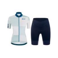 SANTINI Cyklistický krátký dres a krátké kalhoty - TONO SFERA LADY - modrá/bílá