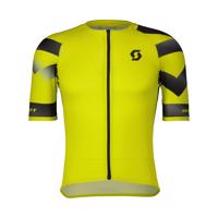 SCOTT Cyklistický dres s krátkým rukávem - PREMIUM CLIMBER - žlutá/černá XL