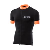 SIX2 Cyklistický dres s krátkým rukávem - BIKE3 STRIPES - černá/oranžová