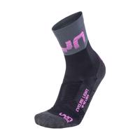 UYN Cyklistické ponožky klasické - LIGHT LADY - černá/růžová/šedá 39-40